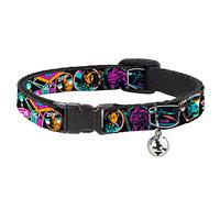 Disney Pixar Lightyear Buzz Sox Mo and Zurg Cat Collar Breakaway with Bell Lightyear Mission Patches Collage Black Multi Color 8.5 to 12 Inches 0.5 Inch Wide
