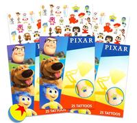 Disney Pixar Movies Temporary Tattoo Set - Party Favors Bundle with 75 Temporary Tattoos Including Toy Story, Inside Out, Luca, More | Disney Pixar Party Supplies