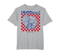 Disney Pixar Ratatouille Remy Paris Checkerboard T-Shirt, Men's Big and Tall, Heather Grey, 3X Tall