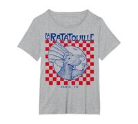 Disney Pixar Ratatouille Remy Paris Checkerboard T-Shirt, Women's Plus, Heather Grey, 4X