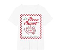Disney Pixar Toy Story Alien Pizza Planet Box Art T-Shirt, Women's Plus, White, 3X