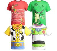 Disney Pixar Toy Story Buzz Lightyear Woody Rex Slinky Dog Toddler Boys 4 Pack T-Shirts Multi 2T