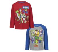 Disney Pixar Toy Story Woody Buzz Lightyear Forky Toddler Boys 2 Pack Long Sleeve T-Shirts Red/Gray/Blue 5T