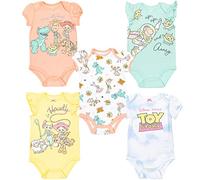 Disney Pixar Toy Story Woody Buzz Lightyear Newborn Baby Girls 5 Pack Short Sleeve Bodysuits White / Blue / Yellow / Pink