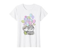 Disney Pixar Up Carl And Ellie Balloons Sketch T-Shirt, Women, White, Medium