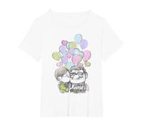 Disney Pixar Up Carl And Ellie Balloons Sketch T-Shirt, Women's Plus, White, 2X