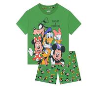 Disney Pjs, Mickey Mouse Boys Pyjamas With Minnie Mouse, Donald Duck And Pluto Boys Pjs Short Set, Green, 7-8 Years