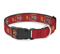 Disney Plastic Clip Dog Collar | Cars Lightning McQueen Aerial View Red Durable Adjustable ID Tag Ring Side Release
