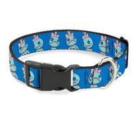 Disney Plastic Clip Dog Collar | Lilo and Stitch Scrump Poses Blue Durable Adjustable ID Tag Ring Side Release