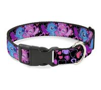 Disney Plastic Clip Dog Collar | Stitch and Angel Hugging Pose Black Durable Adjustable ID Tag Ring Side Release