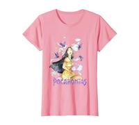Disney Pocahontas Watercolor Portrait T-Shirt, Women, Pink, Medium