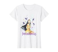 Disney Pocahontas Watercolor Portrait T-Shirt, Women, White, Medium