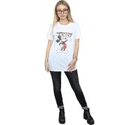 Disney Women's Presents Mickey Mouse Cotton Boyfriend T-Shirt in White | Size: XL Disney White XL