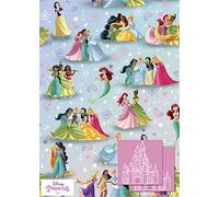 Disney Princess 2 Sheets Of Gift Wrap And 2 Gift Tags
