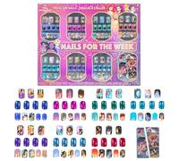 Disney Princess 84 Pcs Glitter-Glamup & Metallic Press-On Nails Artificial Fake False Nails Set for Kids, Tweens with Pre-Adhesive Full Cover Nail Tip Set, for Birthday Holiday Gifts by Townley Girl