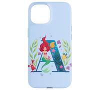 Disney Princess Alphabet Monogram Mermaid Letter A for Ariel Case for iPhone 15