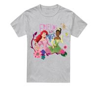 Disney Princess Ariel & Tiana Friends Are Magic Unisex T-Shirt Grey | Size: Medium Disney Princess Grey M