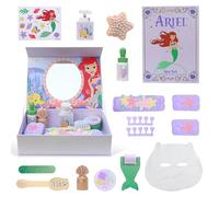 Disney Princess Ariel Wooden Spa Set for Kids - 18 Piece Pretend Beauty Playset with Mirror Book Box, Wooden Beauty Accessories, Travel Friendly Princess Toy Gift for Girls Age 3+ Disney Kids Play Set
