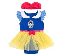 Disney Princess Baby Cosplay Bodysuit with Skirt and Headband Sizes from Birth to Baby (0-24 Months), Blue, Red, Yellow, Snow White, 12 Months