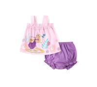 Disney Princess Baby Girls Clothes: Sleeveless Ruffle Tunic Top and Baggy Pants Wrap Cover Set for Newborn Summer Outfits, Rapunzel Purple, 6-9 Monate