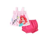 Disney Princess Baby Girls Clothes: Sleeveless Ruffle Tunic Top and Baggy Pants Wrap Cover Set for Newborn Summer Outfits, Ariel-Hot Pink, 3-6 Monate