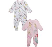 Disney Princess Baby Girls Zip-Up 2 Pack Sleep N' Play Footies Pink 3-6 Months