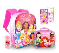 Disney Princess Backpack and Lunch Box Set - Bundle with 16" Backpack, Lunch Box, Water Bottle, Stickers, More | Disney Princess Backpack for Kids