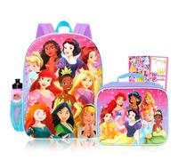 Disney Princess Backpack with Lunch Box Set - Bundle with 16" Backpack, Lunch Box, Water Bottle, Stickers, More | Disney Princess School Bag for Girls, Kids