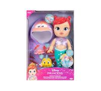 Disney Princess Bath Time Ariel 30cm / 12" Doll, Officially Licensed by Jakks Pacific, Water Activated Colour Changing, Includes Flounder & Jellyfish Water Squirters, Adorable Sebastian Towel