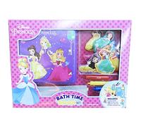 Disney Princess Bath Time Deluxe Book Set - Activity Books for kids, 1 Bath book, 8 Padded suction cups, 3 Bath crayons, 1 Mesh bag (Bath Time Books)