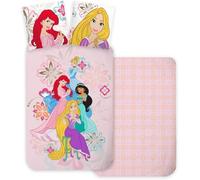 Disney Princess Bedding Set for Baby or Changing Bed, Reversible Duvet Cover 100 x 135 cm + Pillowcase 40 x 60 cm, 100% Cotton