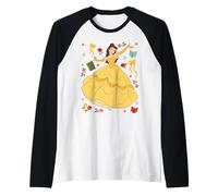 Disney Princess Belle Beauty and the Beast Collage Portrait Raglan Baseball Tee