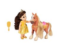 Disney Princess Belle Doll and Phillipe Petite Gift Set, 6” / 15cm Tall Belle in Iconic Yellow Dress, Hair Brush Included for Added Play, Ideal For Ages 3+