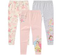 Disney Princess Belle Girls' Cinderella and Tiana Leggings for Toddlers to Big Kids, Pack of 3, Purple/Pink/Grey, 8