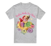 Disney Princess Besties Shine With Ariel, Rapunzel, Tiana Unisex T-Shirt Grey | Size: Medium Disney Princess Grey M