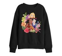 Disney Princess Bouquet With Rapunzel, Moana And Snow White Kids Sweatshirt, Black, 12-13