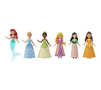 Mattel Disney Princess Toys, 6 Posable Small Dolls with Sparkling Clothing and 13 Tea Party Accessories Inspired by Disney Movies, JCR91