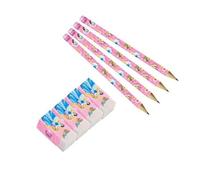 Disney Princess Characters Pencil & Eraser Set (Pack Of 8) Pink/blue/yellow (One Size)