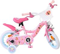Volare Disney Princess Pink Kids Bike | Ideal for Ages 3-5 | 12 Inch Wheel | 2 Handbrakes (Front & Back Wheel), Removable Stabilisers, Chain Guard & Pedal Reflectors | Adjustable Saddle Height