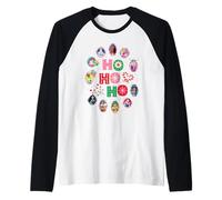 Disney Princess Christmas Ho Ho Ho Winter Holiday Portraits Raglan Baseball Tee