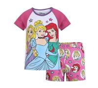 Disney Princess Cinderella, Ariel and Rapunzel Girls' T-Shirt and Shorts Set for Toddlers and Young Children - Pink/White, rose, 6