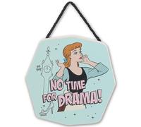 Disney Princess Cinderella No Time For Drama Hanging Wood Wall Decor | Fun Cinderella Sign for Home