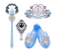 Disney Princess Cinderella Tiara to Toe Accessory Set, Officially Licensed by Jakks Pacific, Includes Princess Crown, Sparkly Jelly Shoes, Wand with Spinning Top, and Beautiful Hairbrush, for 3+