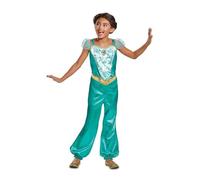 Disguise Disney Princess Classic Jasmine Costume for Girls, Official Disney Princess Product, Print Detailed Bodice and Satin Gold Belt with Character Broach, For 7-8 Years