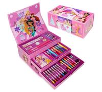Disney Princess Colouring Pens Craft Kits for Girls Cinderella Ariel Art Supplies Case with Colouring Pencils Crayons Art Set 30 Plus Pcs Gifts for Kids (Pink Princesses)