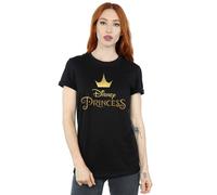 Disney Princess Crown Logo Cotton Boyfriend T-Shirt In Black Black