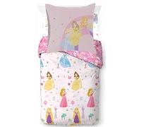 Disney Princess Cut Paper 3 Piece Bedding Set with Duvet Cover 135 x 200 cm, Fitted Sheet 90 x 200 cm and Pillowcase 80 x 80 cm, 100% Cotton, Single Size Bed