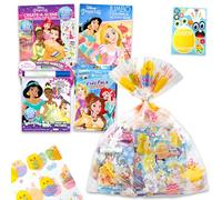 Disney Princess Easter Gift Bag Coloring Set - Bundle with 4 Coloring Activity Books, Easter Egg Print Cellophane Bag, Twist Tie, Stickers | Disney Princess Easter Gift Basket Stuffers