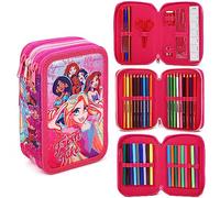 Disney Princess Filled Pencil Case Large Full Stationery Set School Supplies for Kids 3 Tier with Pens, Pencils & Markers Girls Pink Case