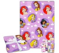 Disney Princess Fleece Blanket Set - Bundle with Soft Disney Princess Blanket Plus Tattoos, More for Kids, Adults, Children | Cozy Disney Princess Fleece Blanket 50" x 70
